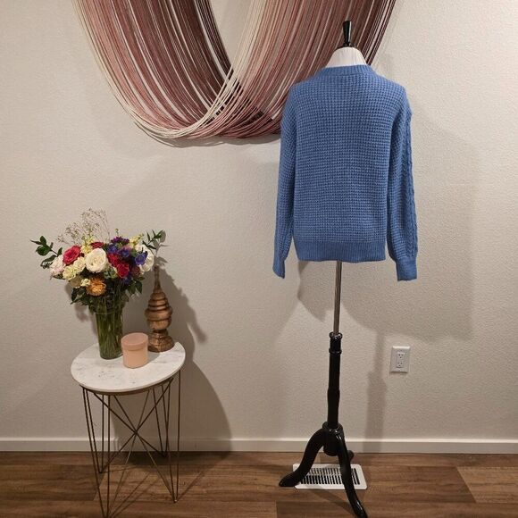 Lauren Conrad Metallic Blue Sweater Sz S - Picture 3 of 8